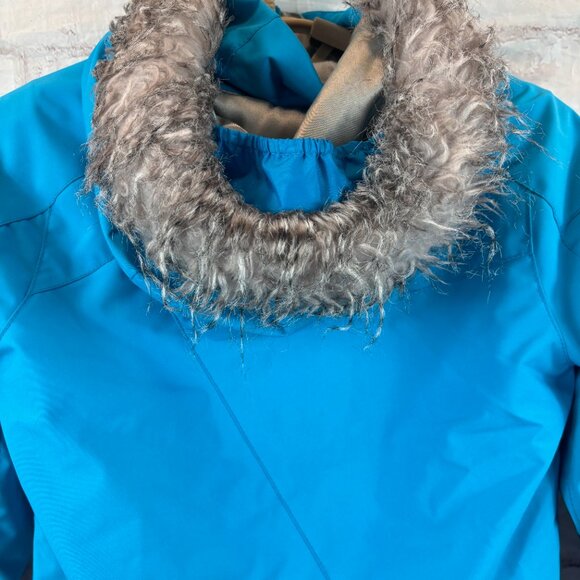 Spyder Girls Youth 8 Blue Lola Fur Lined Hooded Winter Ski Snow Jacket - Picture 11 of 13